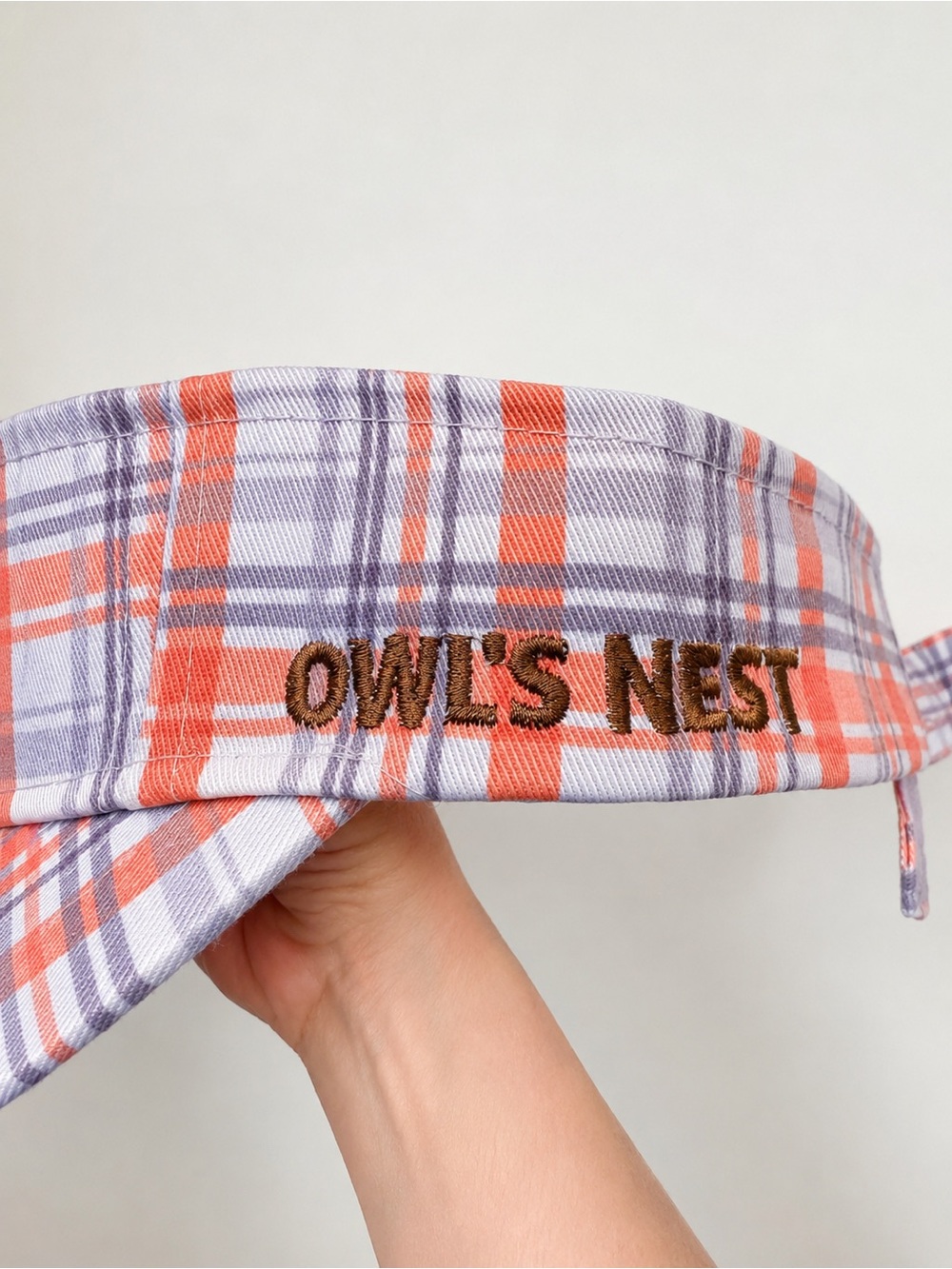 Hooters Plaid Adjustable Visor Hat Orange Embroidered Logo One Size NEW - Picture 5 of 8